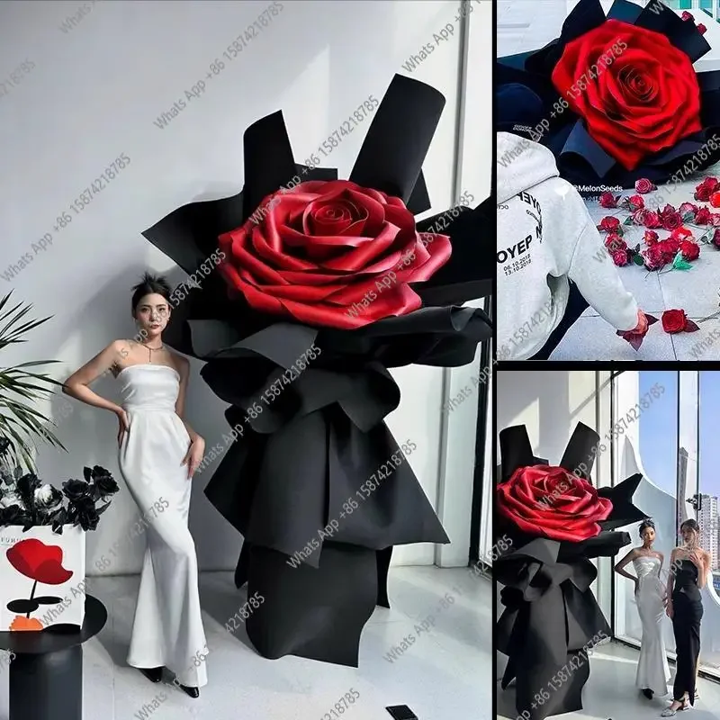 A Large Rose Bouquet Valentine's Day Ornament, Shopping Mall Window Beauty Display Decoration, Outdoor Decoration