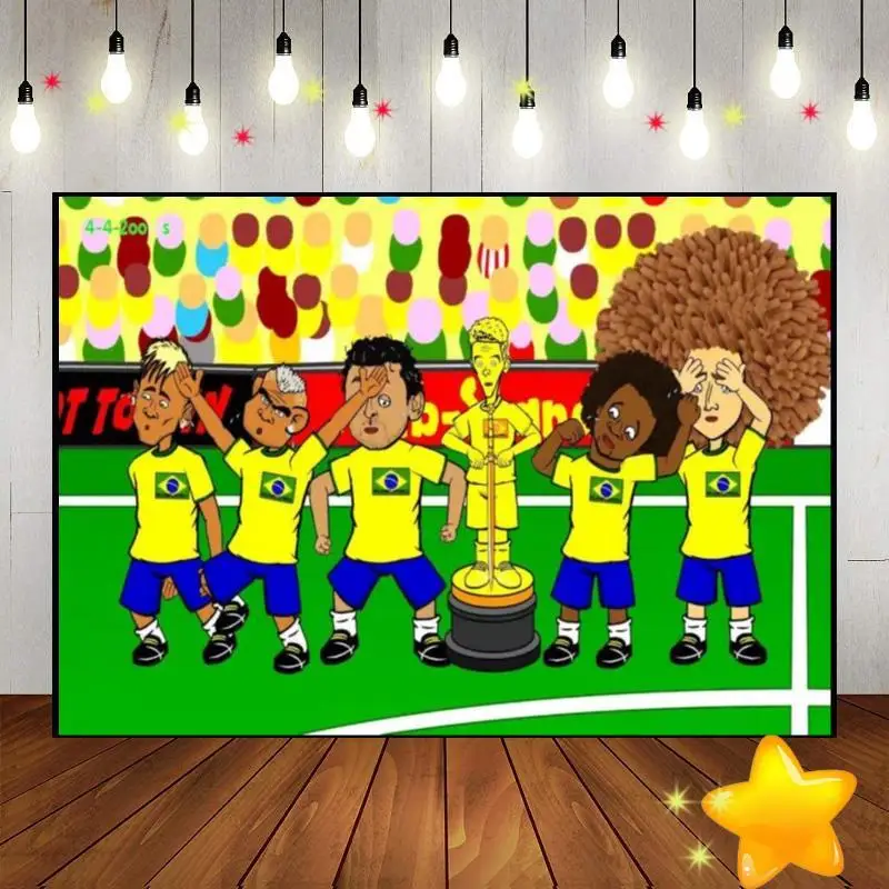 

Brazilian Style Hot Background Photography Backdrops Party Birthday Decoration Freedom Custom Backdrop Football Kingdom Star