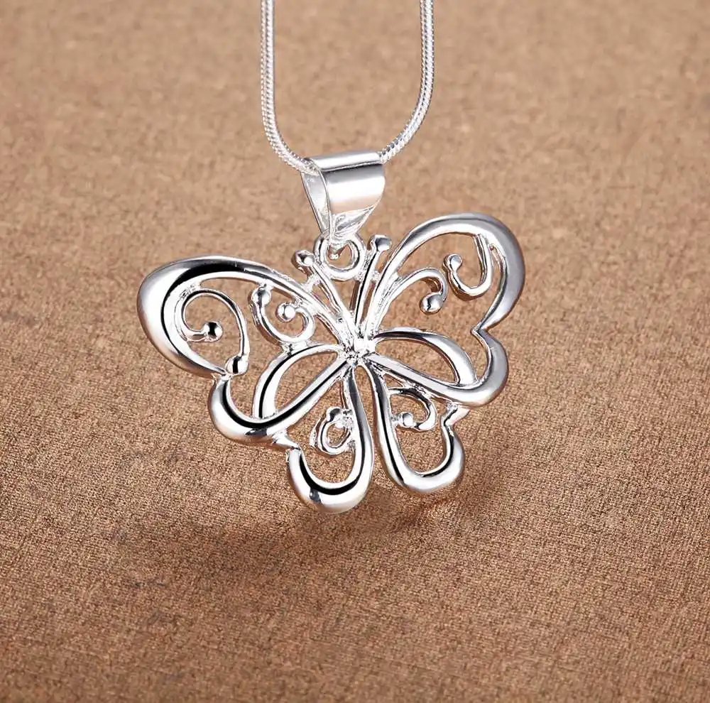 

Новое ожерелье из стерлингового серебра 925 пробы с бабочкой для женщин, модная цепочка на ключицы, ожерелья, свадебные украшения, подарок на вечеринку, высокое качество