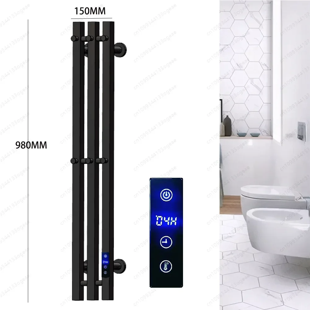 Electric towel rack Bathroom Smart  heated towel bar with hook Stainless steel vertical regular constant temperature