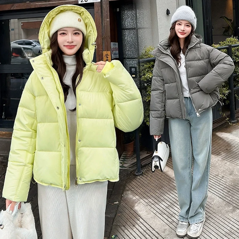 2025 nouvelle mode femmes blanc canard doudoune avec capuche automne hiver chaud sur la taille décontracté court épais vêtements d'extérieur femme manteau