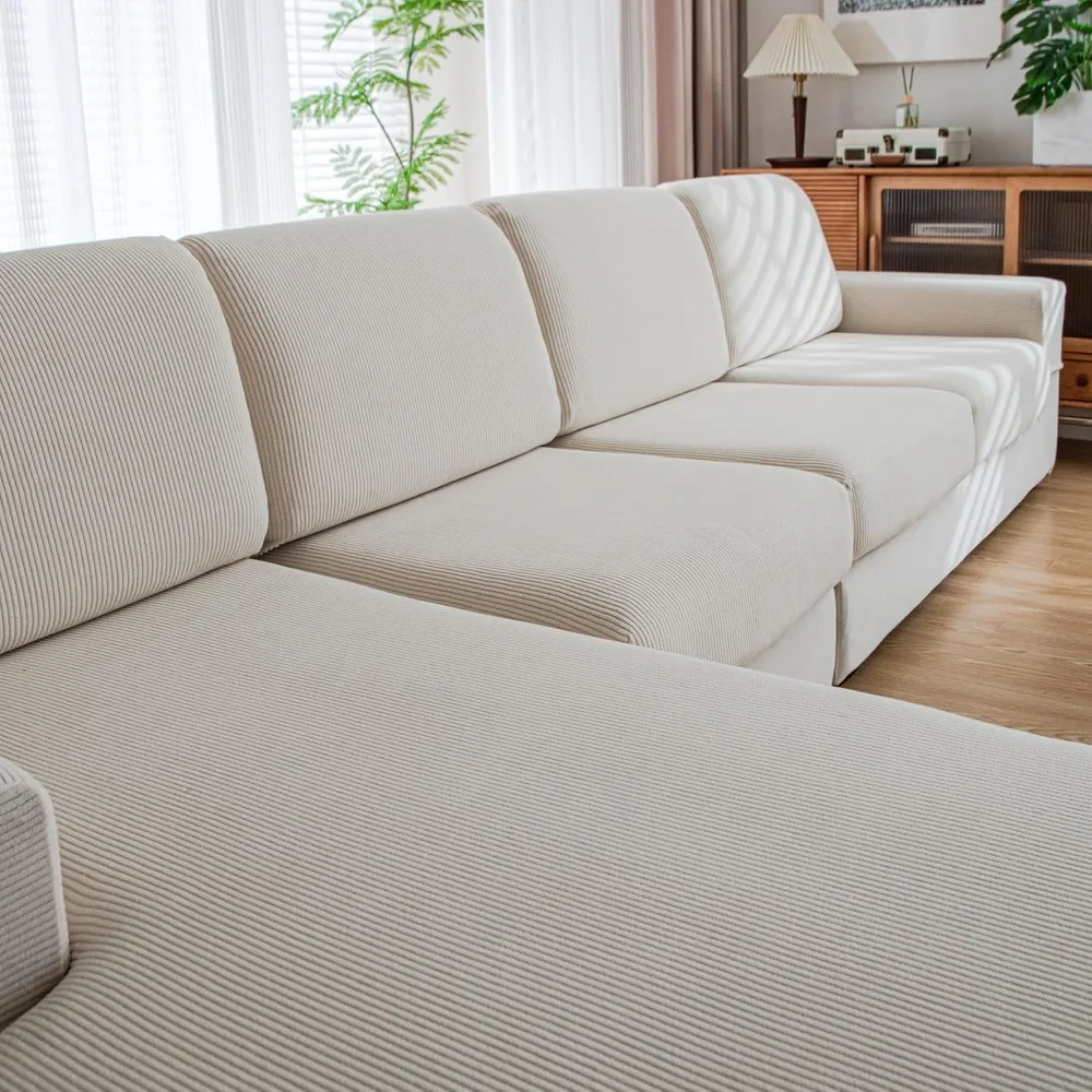 

Couch Cushion Covers, Comfort Soft Magic Sofa Covers Washable Stretch Resistant Slipcovers for Sectional and L Shaped Seats Furn