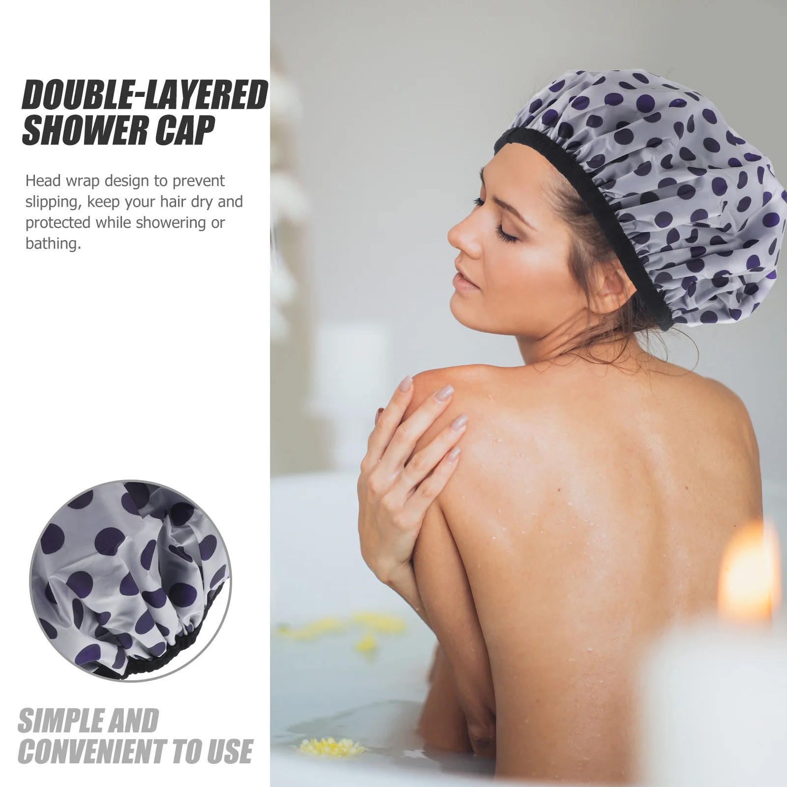 

Waterproof Shower Cap Satin Lined Hair Drying Wrap For Women Large Reusable Shower Bonnet For Long Hair Braids Bathing