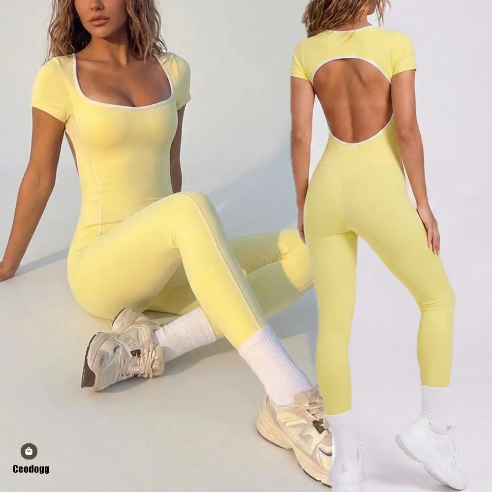 Pad One Piece Jumpsuit Yoga Set Fitness Sportswear Workout Legging Sports Bodysuit Gym Women Active Wear Clothes XP377