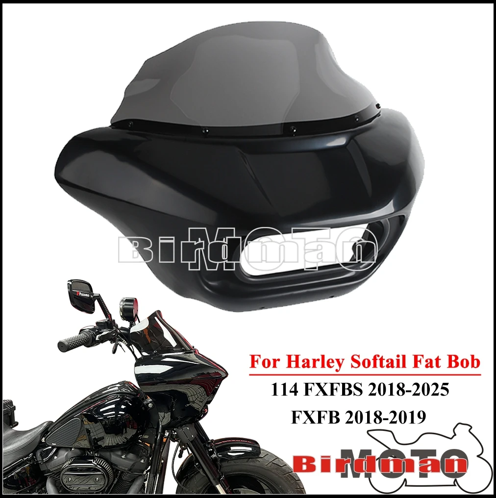 

Обтекатель фар мотоцикла с сигнальным поворотом, обтекатель «летучая мышь», лобовое стекло для Harley Softail Fat Bob 114 FXFBS 2018-2025 FXFB 2018-2019