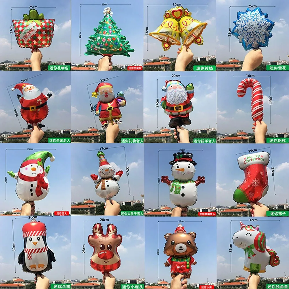 10/50 Stück Mini-Weihnachtsballons aus Aluminiumfolie, Weihnachtsbaum, Lebkuchenmann, Weihnachtsmann, Geburtstagsfeier, Urlaubsdekoration