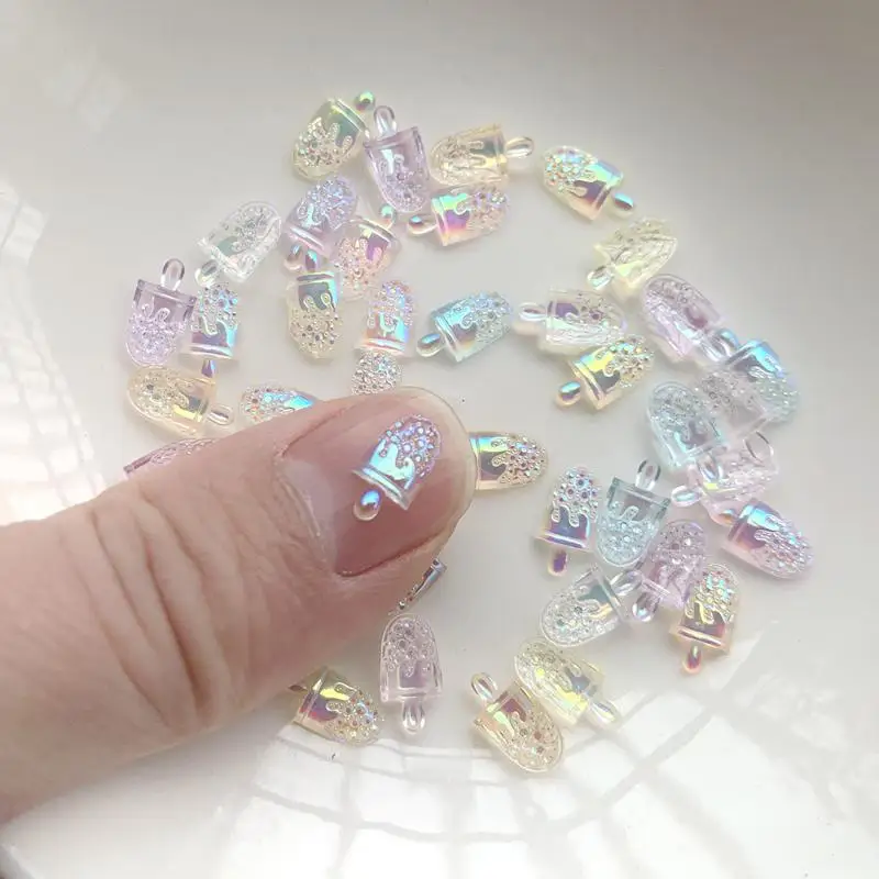 100pcs Mixed colors AB Ice cream Rhinestone Crystal flat back nails supply Rhinestone nail  diamonds  girl nail art decorations