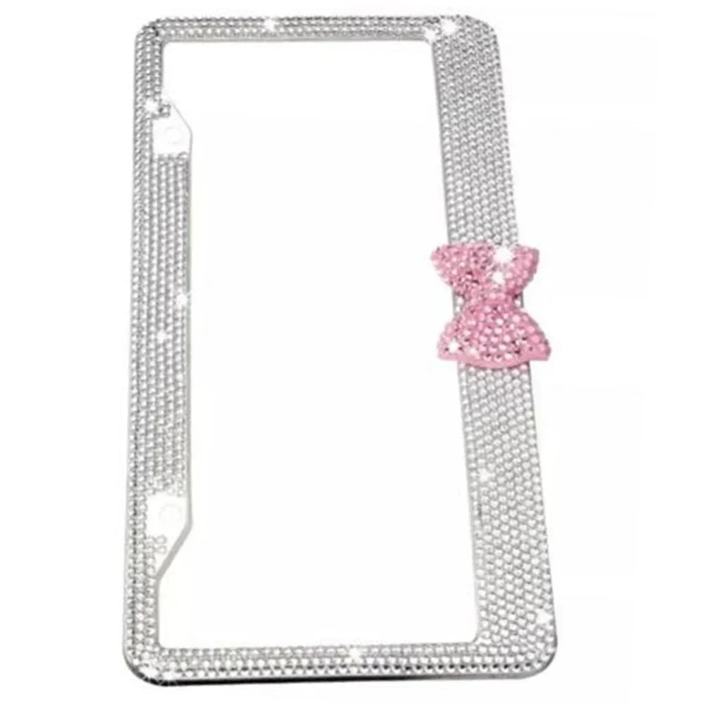 Ręcznie robiona ramka na tablicę rejestracyjną z kryształkami i cyrkoniami – do samochodów damskich, pasuje do wszystkich tablic rejestracyjnych w USA i Kanadzie, UŻYTKOWA