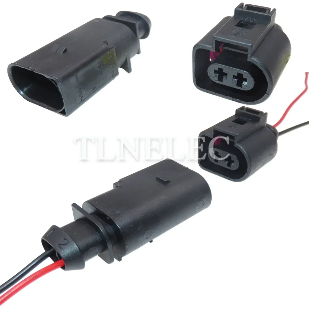 2 Pin Way Automobile Water Jet Motor Sealed Socket With Wires Car Fog Light Connector For VW Audi 1J0973722 8D0973822 1717692-1
