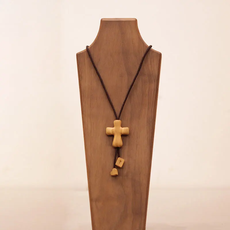 

Olive Wood Cross Pendant, Unique Handcrafted Necklace, Creative Jewelry Accessory for Casual Wear, Stylish Daily Wear Jewelry