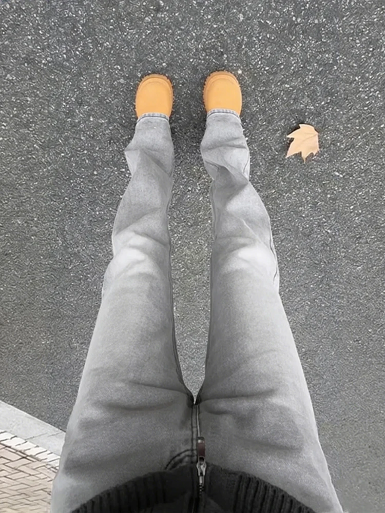 

Мужские джинсы Ey Cement Colour с прямыми штанинами, модные, брендовые, эластичные, зауженные, в стиле High Street, слегка расклешенные, из хлопка и полиэстера