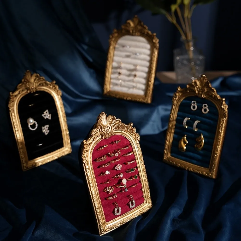 

Винтажный шкаф-витрина для хранения украшений, большой вместимости, с бархатными полками для серег и колец, для домашнего декора, экономия пространства