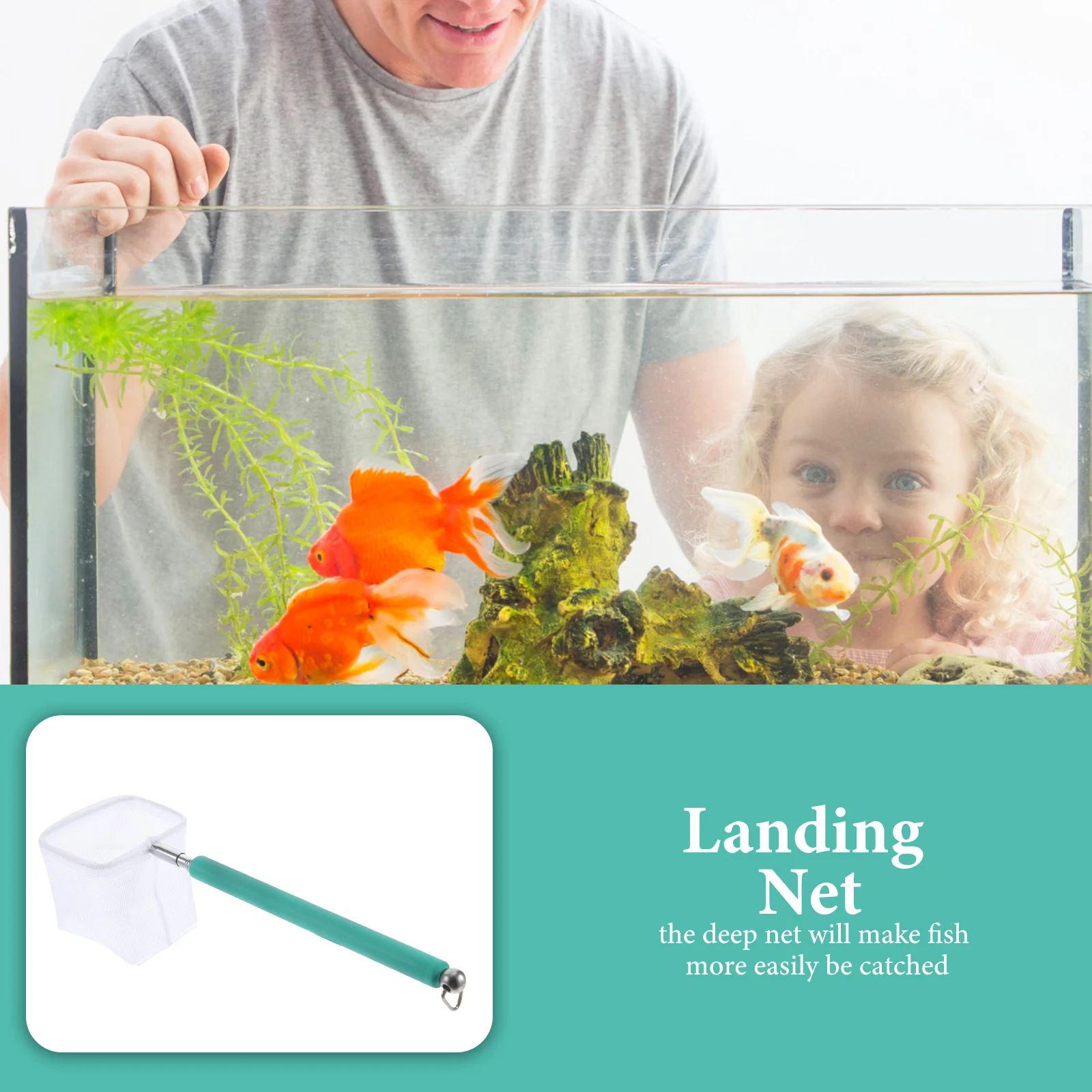 

Stainless Steel Unbreakable Telescopic 3d Fish Landing Net Soft Pliable Mesh For Fish Tank Residue Removal And Catching