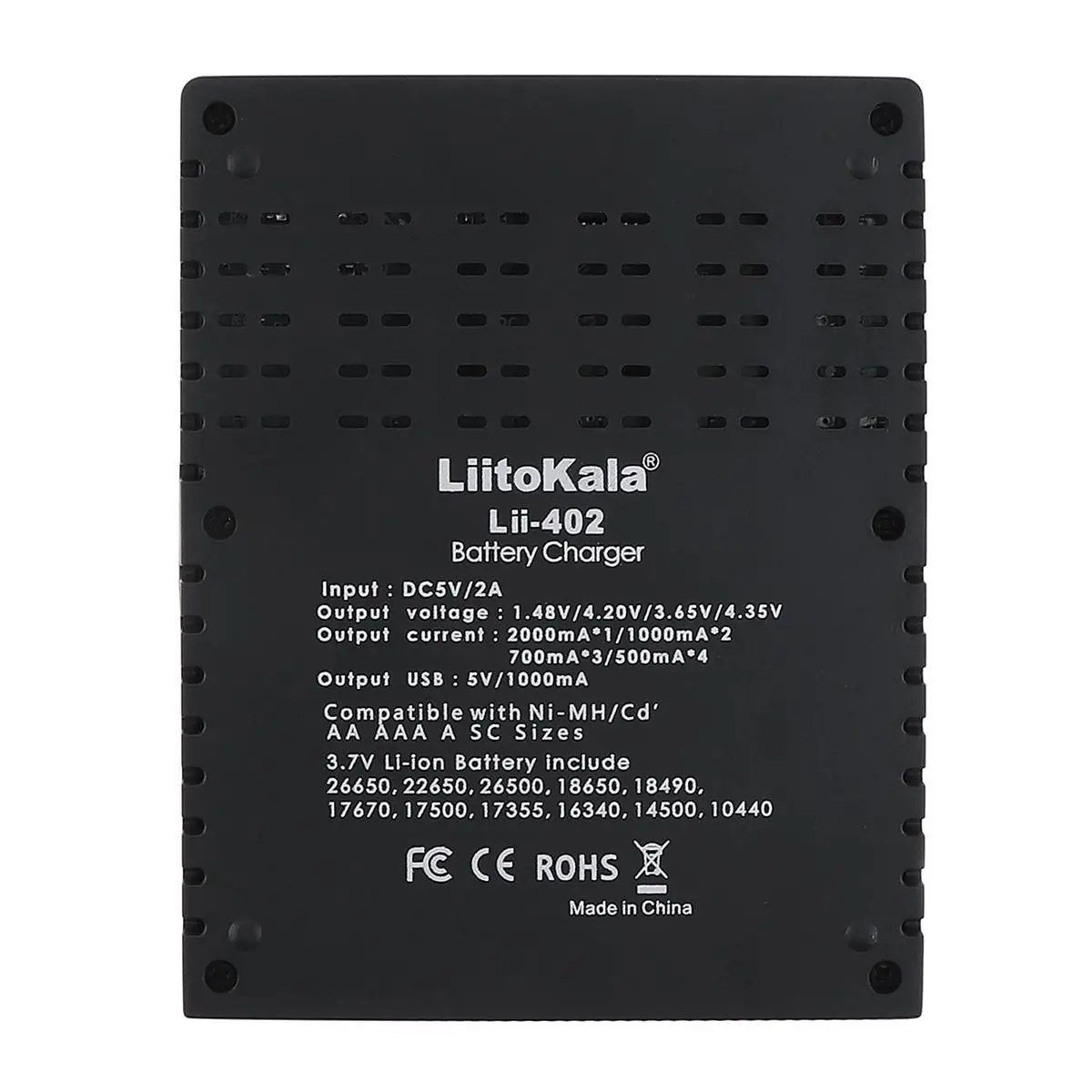 Liitokala Lii-402 Lii-202 5V2A Output Type C- line Interface Universal 3.7V 3.2V 3.85V 18650 21700 Rechargeable Battery Charger