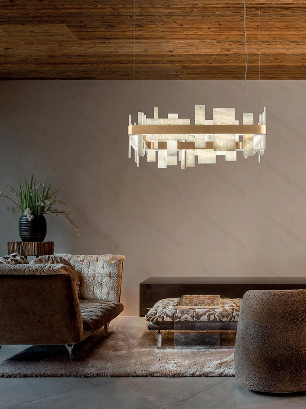 60-180CM Natural Marble Series Dimmable LED Chandelier