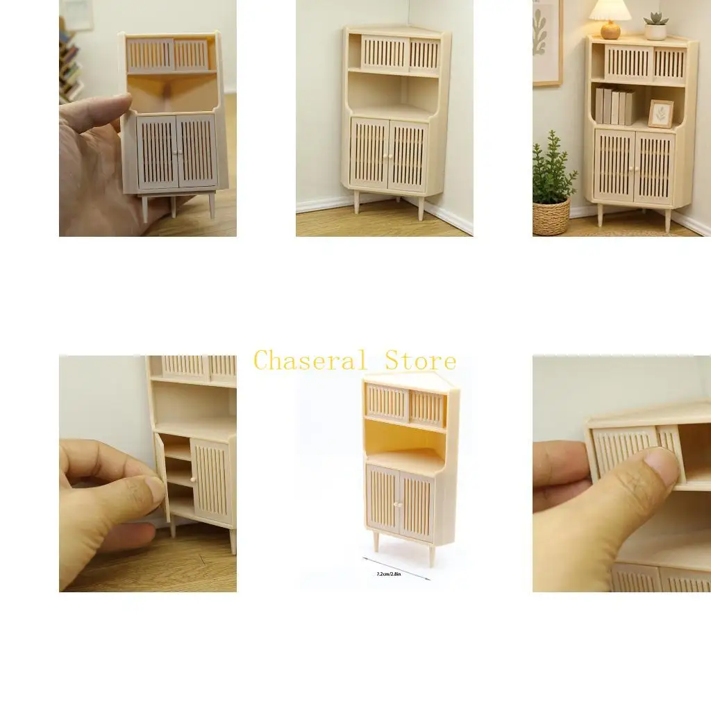 

E7CE Miniature Plastic Book Corner Shelf Dollhouses Retro Furniture Decors MultiPurpose Display Shelf