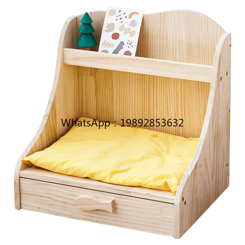 

ZZ Wyj Solid Wood Cat Nest Pet Bed Cat Bunny Four Seasons Universal Ground Clearance Felt Cat Bed