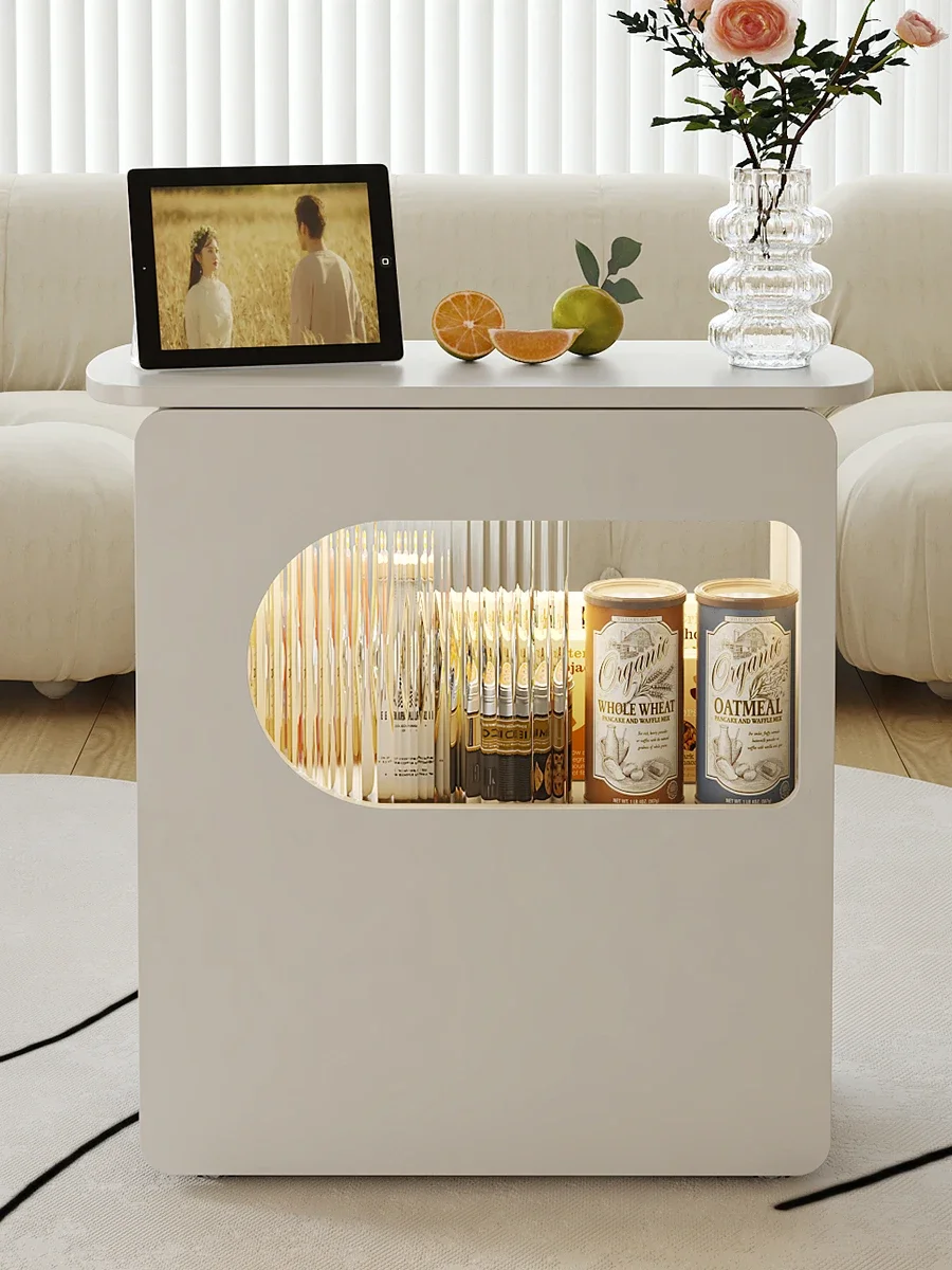 Cream wind movable coffee table living room balcony cart multi-functional small tea table sofa side side side cabinet tea cabine