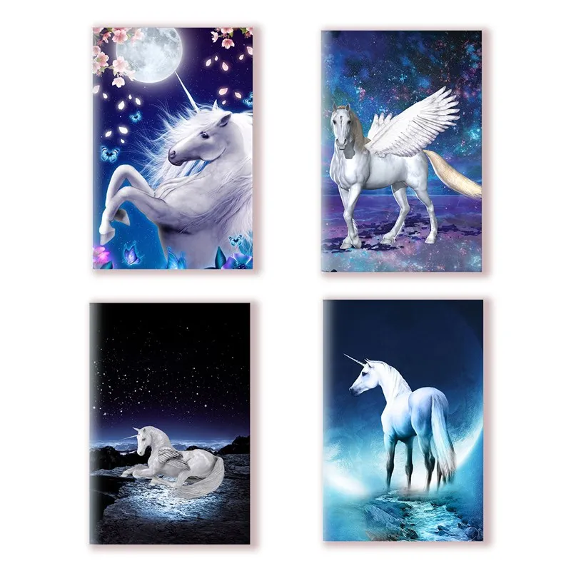 A5 Unicorn Notebook Fantasy Starry Star Night Unicorno Wings Horse Memo Note Writing Book Cute Cover Stationery Christma Gifts