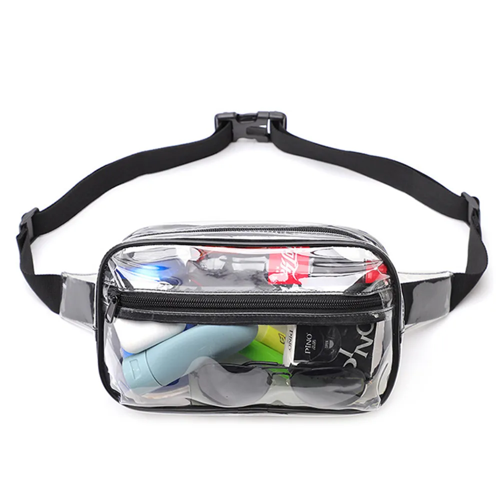 

PVC Woman Waist Packs Clear Waterproof Cute Waist Bag Stadium Approved Clear Purse Transparent Adjustable Crossbody Bags