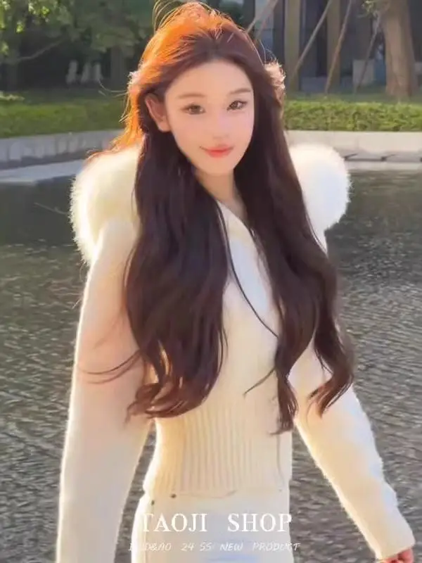 

Sweaters Jumpers Cardigans Womens For Woman Long Wool Blend Ribbed Trim Button-Up BF Y2K Commute OL Professional Elegant Minimal