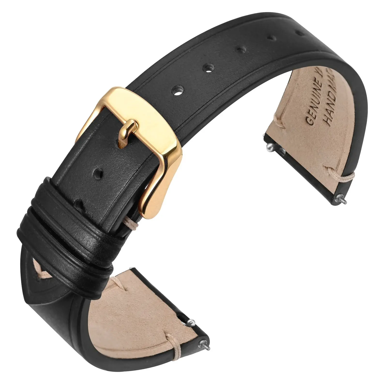 ANNEFIT Slim Watch Band,Oil Wax Leather Watch Strap with Gold/Rose Gold Buckle 18mm 20mm 22mm,Quick Release Replacement