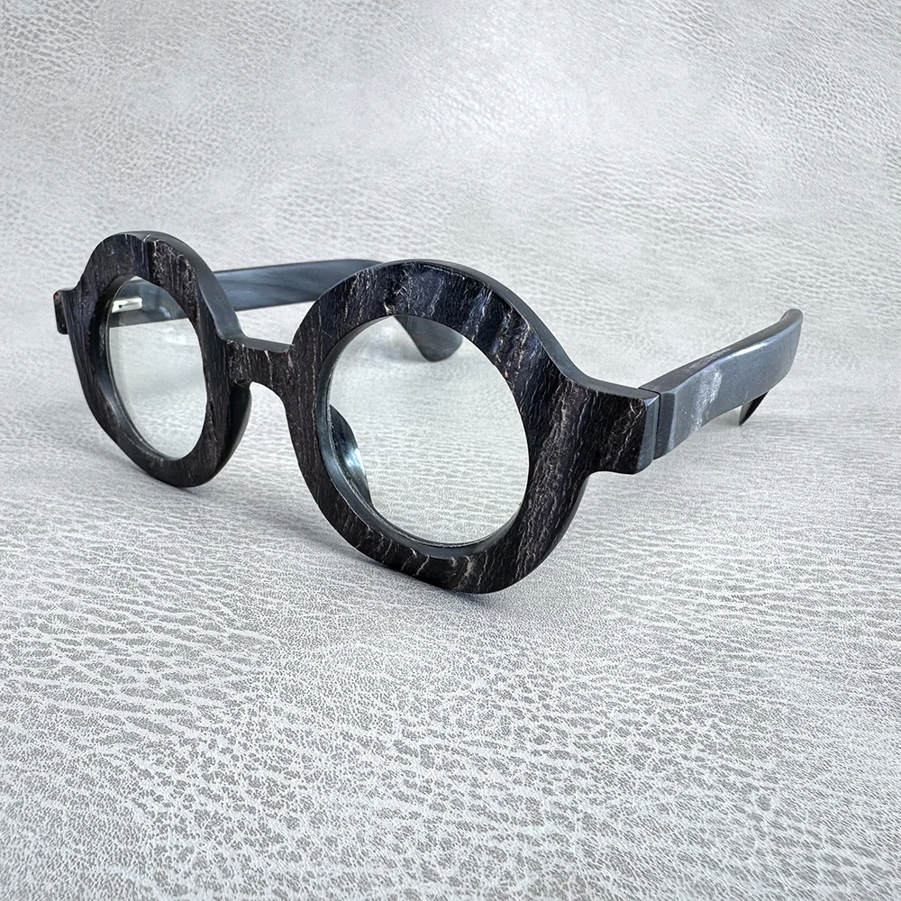 Man Glasses Frames Big Face Unique Vintage Round Eyeglasses Handmade Original Buffalo Horn Reading Prescription Eyeglass Frames - view 5