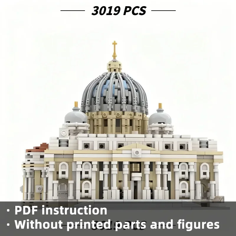 MOC Classic European Vatican Basilica Cathedral Building Blocks 3019Pcs, World Architecture Church Bricks Model Adults