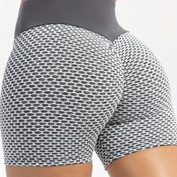 Honeycomb Printed Shorts Women Fitness Yoga Shorts High Waist Hip Liftting Slim Leggings Gym Trainning Elastic Pants for Summer