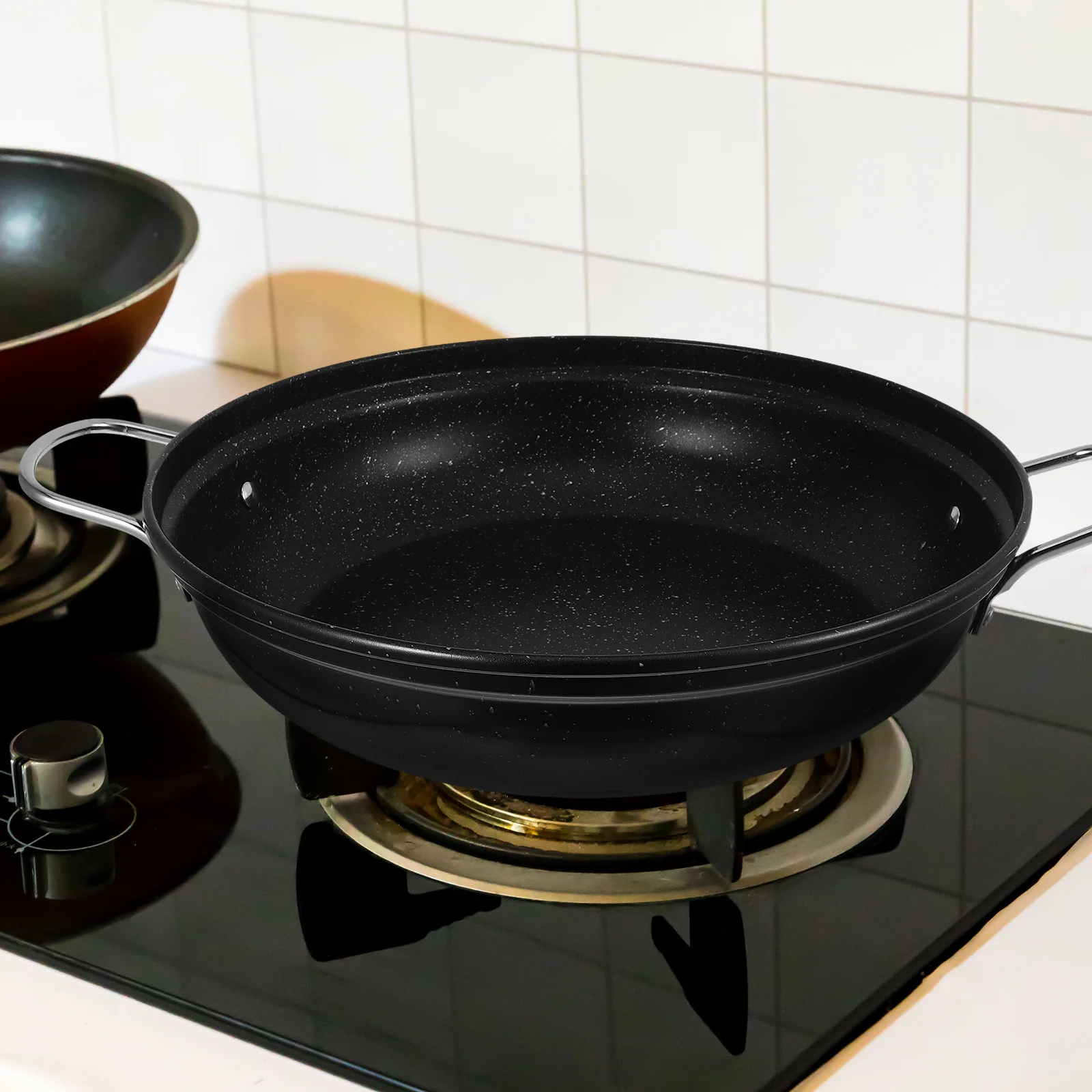 

30Cm Stainless Steel Hot Pot Cooking Wok High Temperature Resistance Metal Cooking Tool Ramen Pot Kitchen Utensil