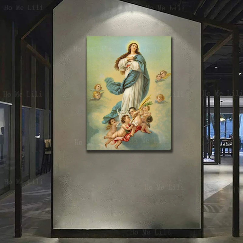 Assumption Of Virgin The Jesus Christ Blessing Holy Infant Icon Byzantine Canvas Wall Art By Ho Me Lili For Livingroom Decor