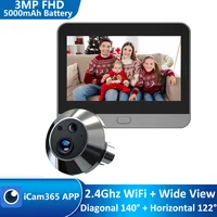 Mini cámara Digital inteligente de 3MP con mirilla para puerta, 2,4 Ghz, WiFi, infrarrojos, visión nocturna por infrarrojos, detección de movimiento PIR, visor Digital, aplicación iCam365