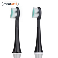 Mornwell 4pcs D901/D902 Black Rubberied Replacement Toothbrush Heads with Caps for Mornwell D01B Electric Toothbrush