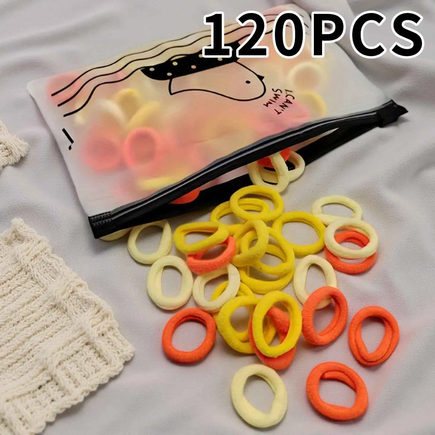 120Pcs Orange Mini Hair Ties + Zipper Bag, Non-Slip and Won'T Pull Hair, 1.98cm Ultra-Thin Ponytail Clips, Perfect for Girlfriends' Gatherings/Birthday Parties, Great Item for Styling and Beauty Looks, Birthday Gift | Independence Day | Labor Day | Thanksgiving Day | The Perfect Gift for Christmas and Other 11 Major Holidays.