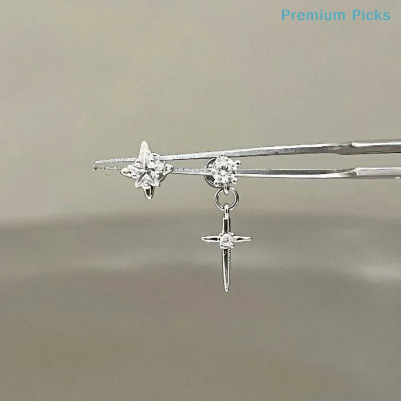 portableGlamorous Y2K Crystal Zircon Star Cross Earrings for Women Night Out Wear
