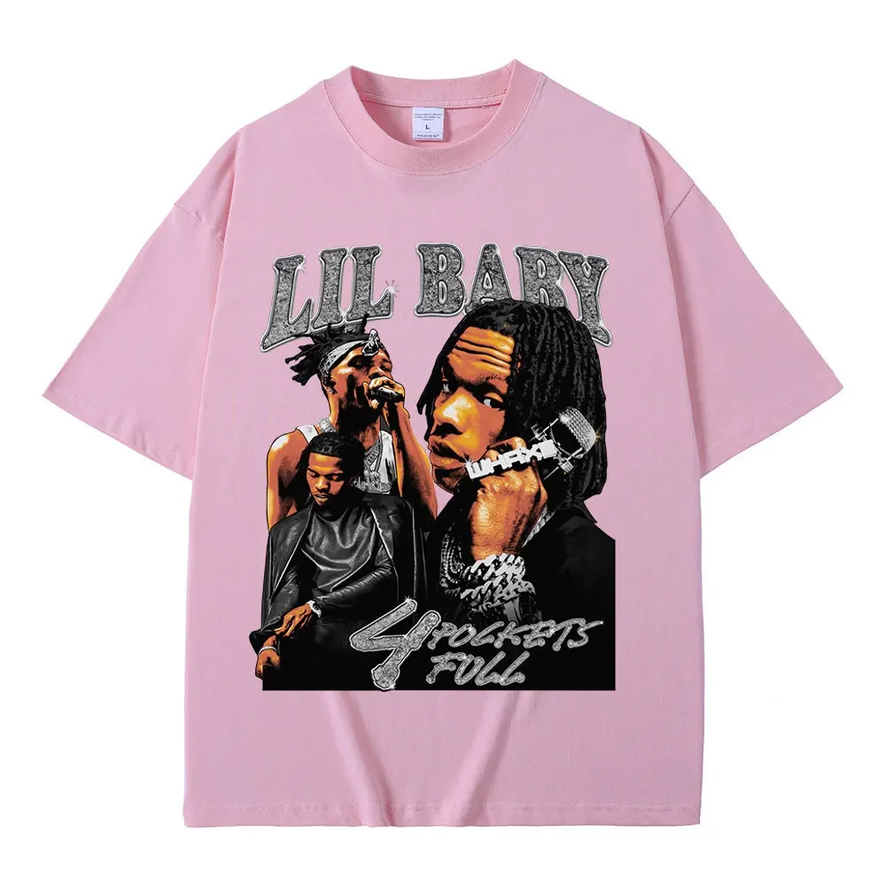 Hip Hop Rapper Lil Baby T Shirt Vintage Graphic Tee Shirt 100% Cotton Short Sleeve Oversized T-shirts Unisex Harajuku Streetwear