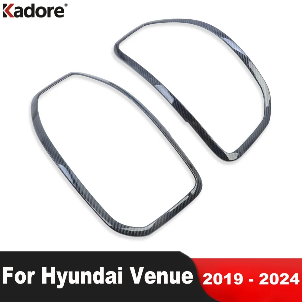 Rear Tail Light Lamp Cover Trim For Hyundai Venue 2019 2020 2021 2022 2023 2024 Carbon Car Taillight Frame Trims Accessories