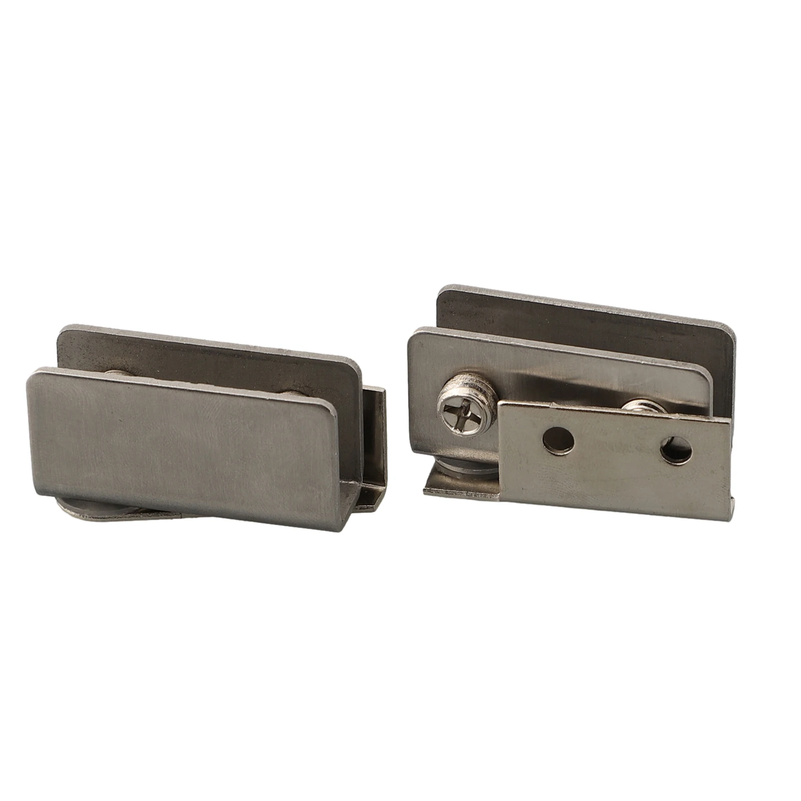 مفصل باب زجاجي غير مثقوب قطعتان من حامل جانبي من الفولاذ المقاوم للصدأ للخزائن الزجاجية مع تركيب آمن قابل للتعديل