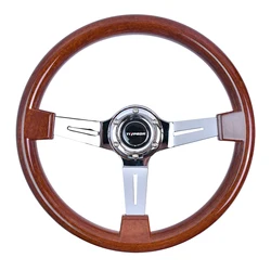 TIYPEOR Auto Parts Racing Culture Car Racing Steering Wheel 340mm Deep Dish Wooden Steering Wheel with Iron Frame