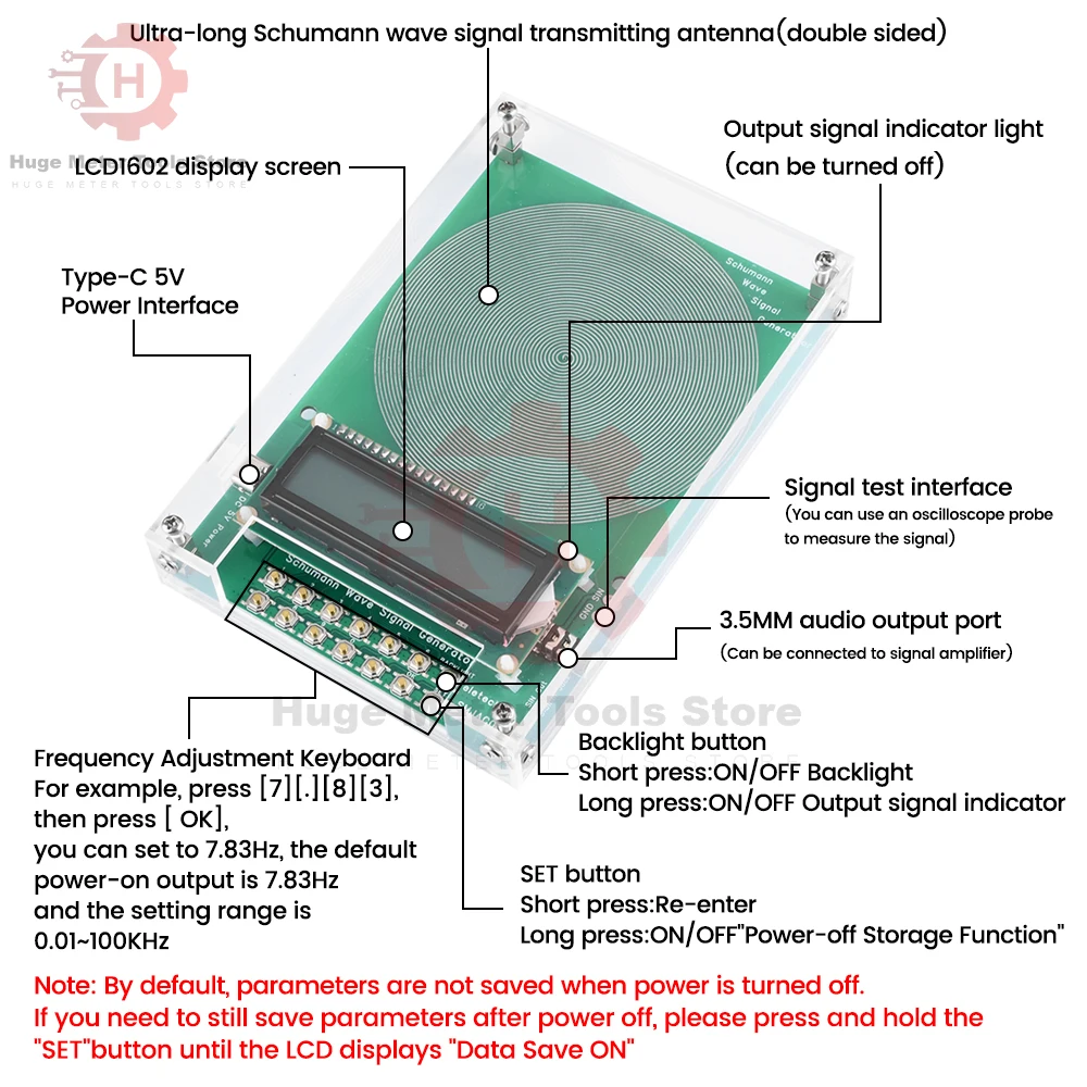 DC 4-15V 7.83Hz Schumann Wave Generator 0.01Hz~100000Hz Pure Sine Frequency Adjustable Signal Generator Current Generator