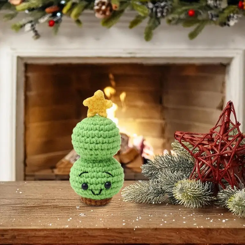 عيد الميلاد الكروشيه الدمى الحلي ثلج شجرة عيد الميلاد اليدوية ألعاب من القطيفة مصغرة التماثيل محبوك دمية للأطفال هدية عيد الميلاد