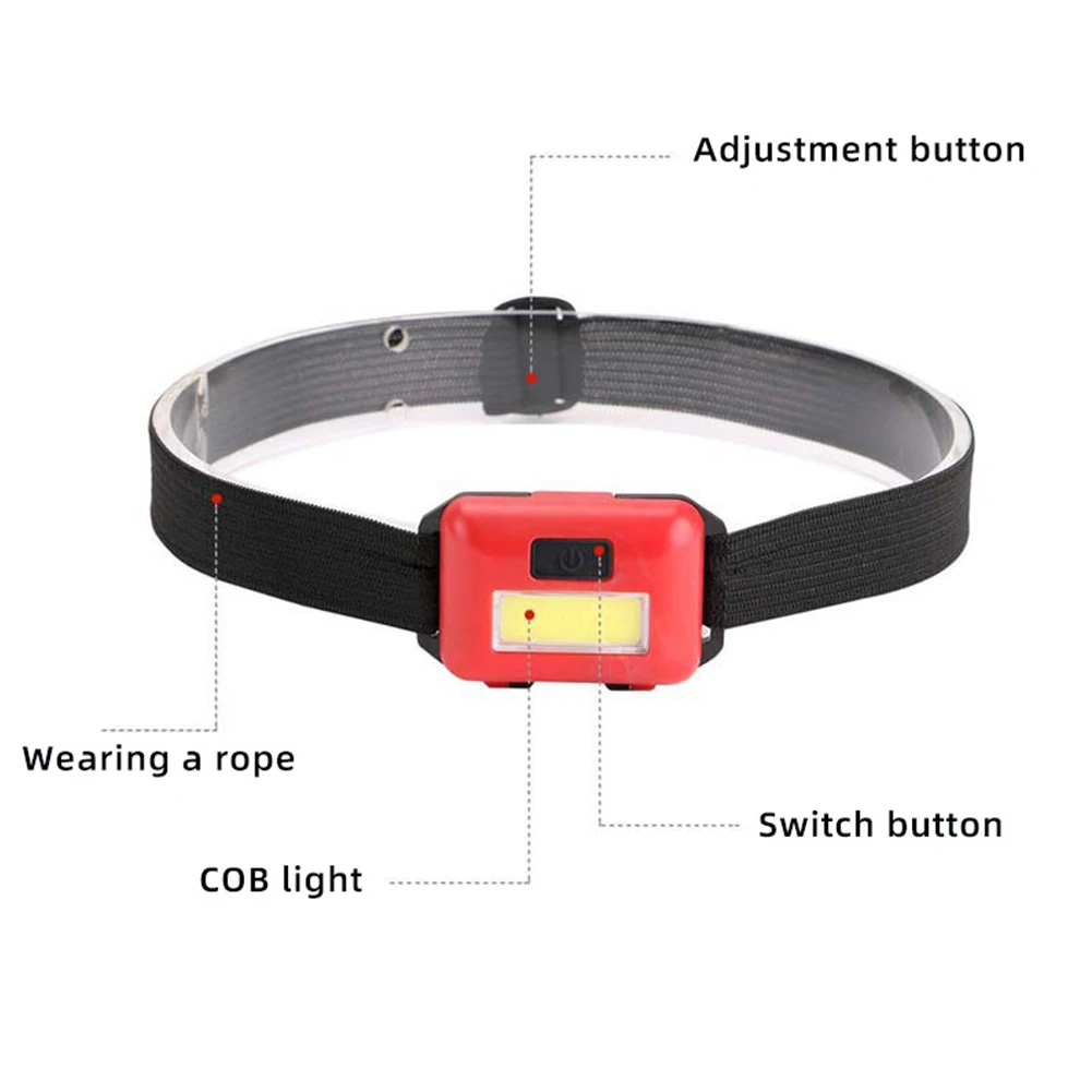 Mini linterna de cabeza LED COB portátil, faro impermeable, lámpara de cabeza para acampar al aire libre, luz de cabeza súper brillante