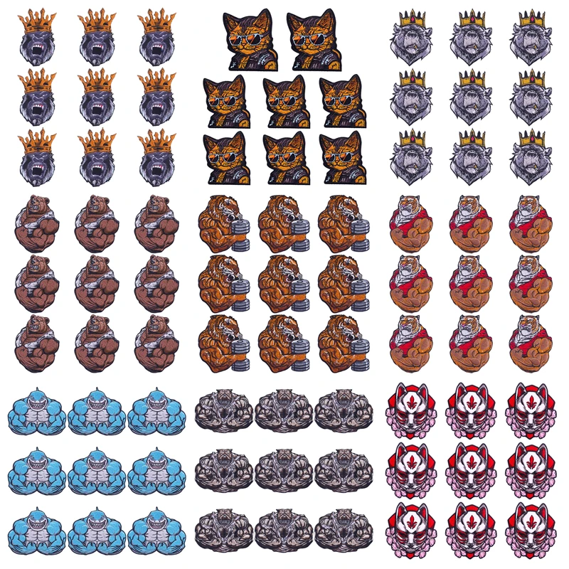 10PCS/Lot Gym Muscle Animal Patch Punk Tiger Embroidered Patches Iron On Patches For Clothing thermoadhesive Patches On Clothes