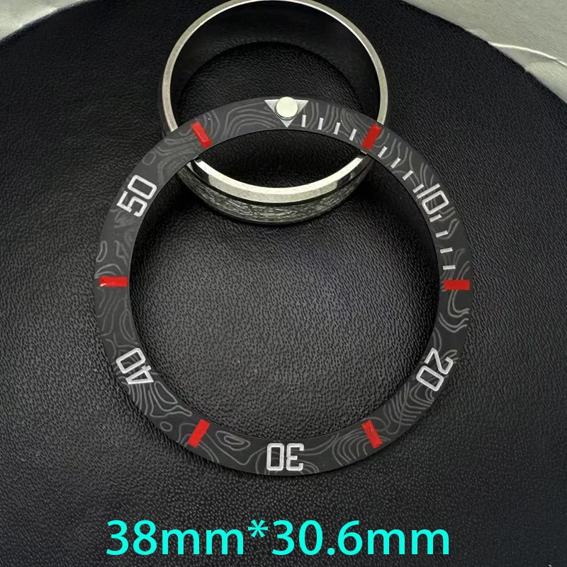38mm Imitation carbon fiber Curved Ceramics Bezel Insert Fits SKX007 SRPD SKX009 GMT Watch Case NH35 NH36 Bezel Ring Watch Parts
