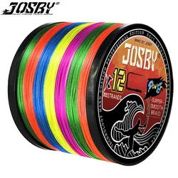 JOSBY New 12 Strands Braided Cord PE 1000/500/300/100M Durable Wear-resistant Sea Saltwater Carp Fishing Line 25-120LB Pesca