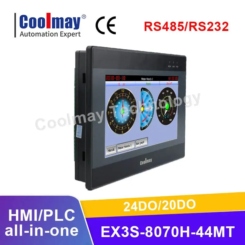 Coolmay 7 Inch HMI PLC All-in-One 800*480 24DI 20DO Support MODBUS RTU RS485 RS232 for Car Wash Machine Original Factory