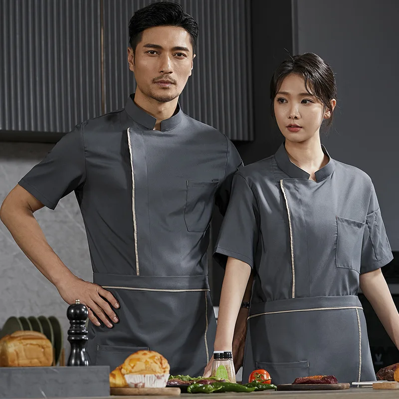 Wang Kai Style Chef uniforme de travail à manches courtes été Restaurant cuisine hôtel vêtements de travail BBQ Hot Pot Restaurant Chef vêtements