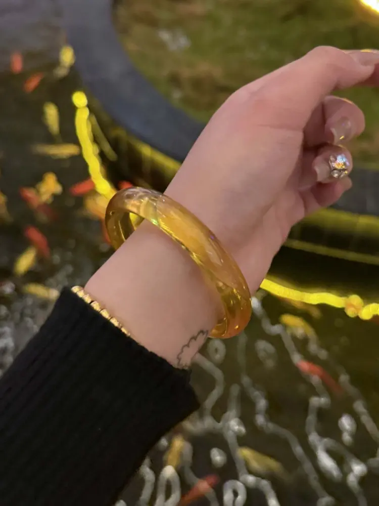 

Pure natural citrine rough stone bracelet female white moonlight chalcedony jade bracelet ice type ice transparent bracelet