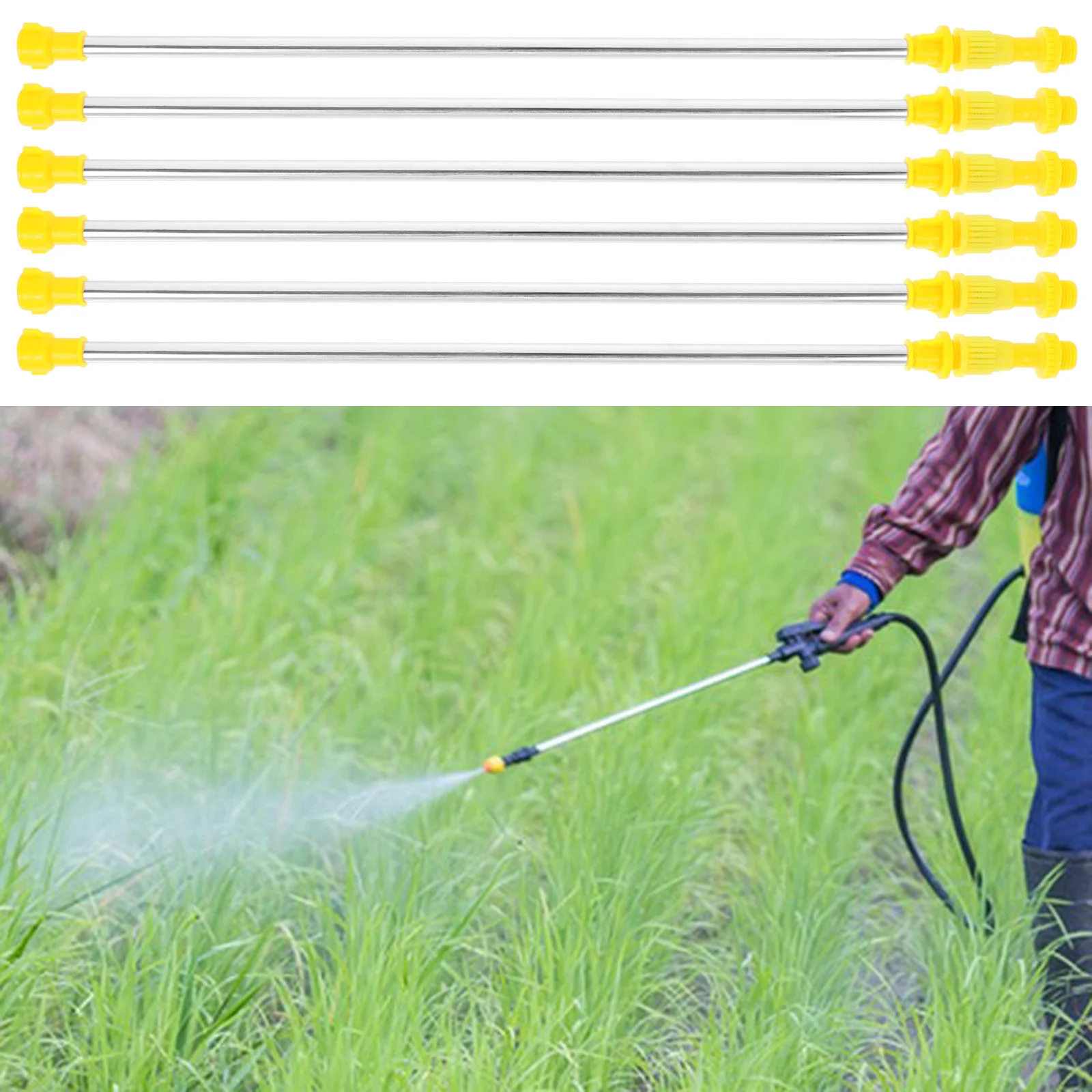 

6 Pcs Sprayer Accessories Stainless Steel Boom Rods Rechargeable Hose Wand Long Garden Extension for Watering