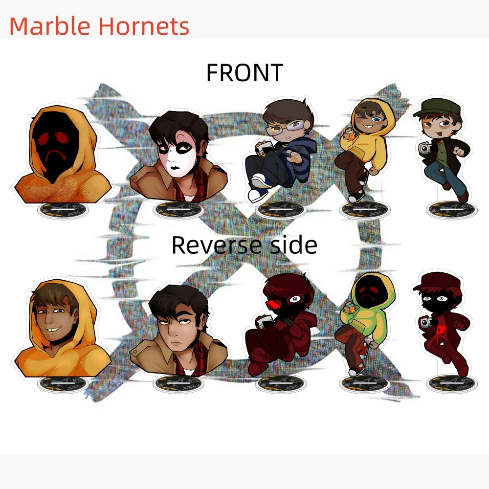 Marble Hornets Acrylic Stand Figure Masky Tim Double Sided Print Non Mirror Anime Cosplay Table Decoration Fans Gift Keychain
